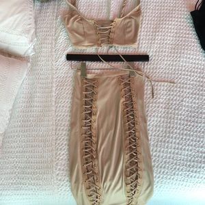 House of London crop top and skirt